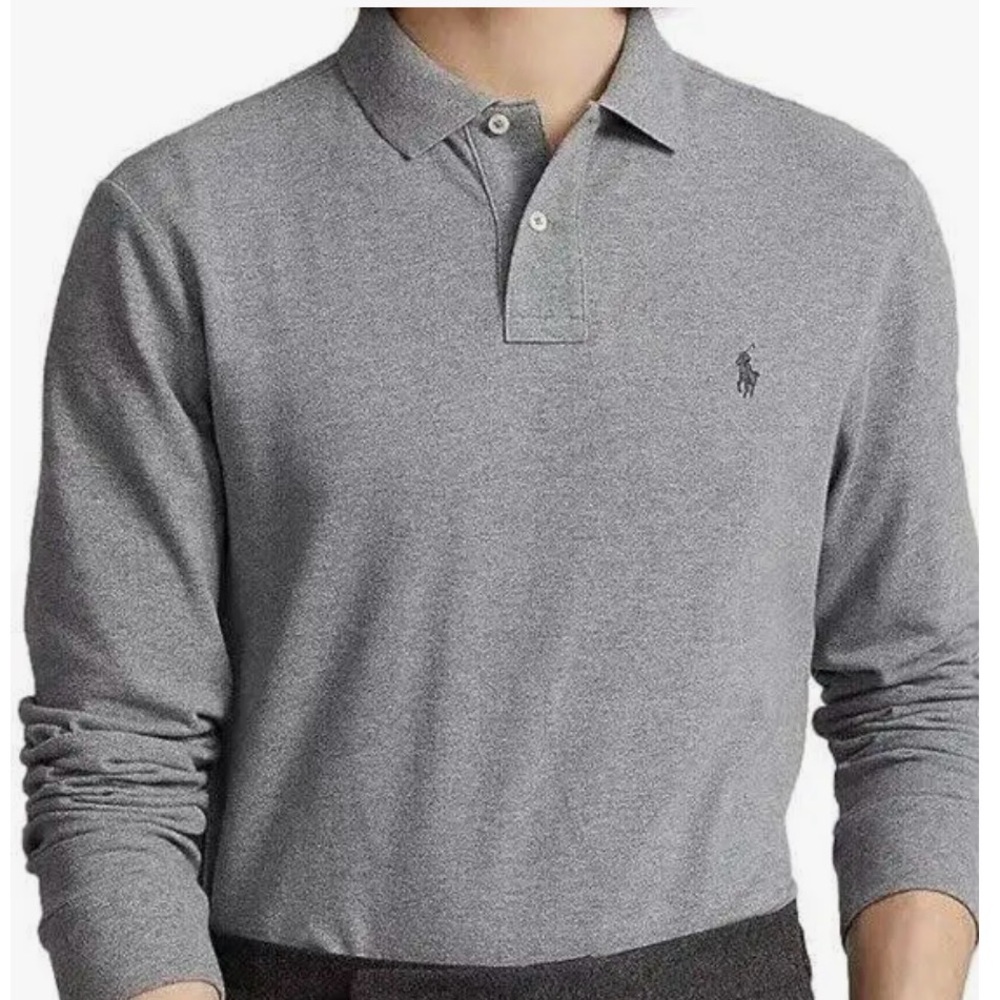 Polo Ralph Lauren men’s 4X fleece lined long sleeve polo shirt‎ light gray color